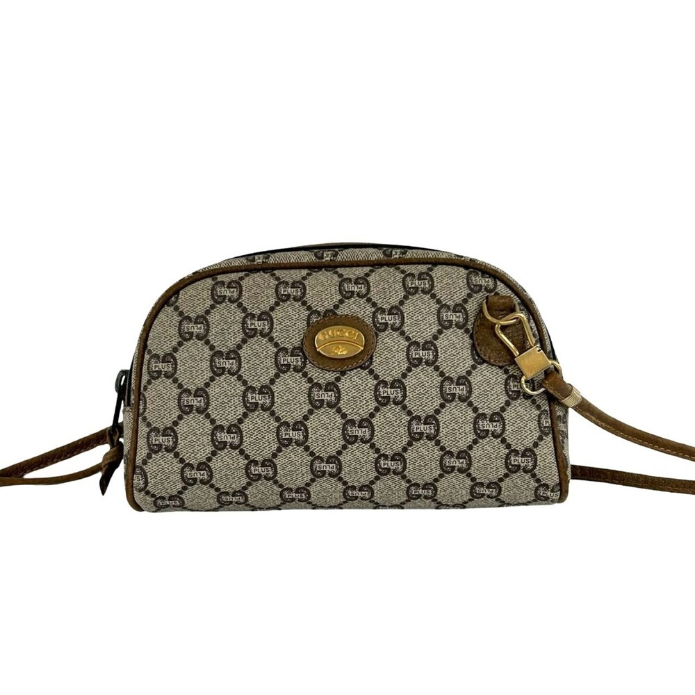 GUCCI (Old Gucci, Gucci Plus) Logo Pattern Leather Mini Shoulder Bag/Pouch, B...